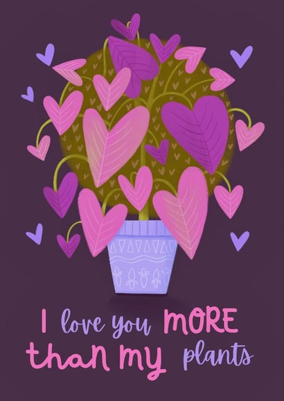 Cute Plants Card - Anniversary/Valentines/Love created by Sian Moore Illustration