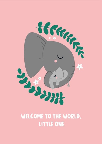 Cute New Baby Card for New Parents - Elephants - Welcome Little One created by Lucy Maggie Designs
