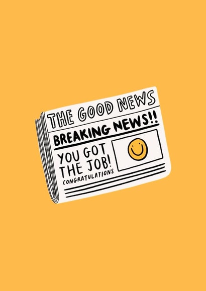 Cute New Job Card - Newspaper - The Good News created by Tillie Rose Studio