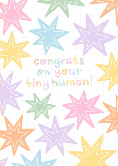 Cute new baby card - congrats on your tiny human created by Tillie Rose Studio