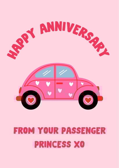 Anniversary Card - Passenger Princess - Funny created by The Broad Lane Print