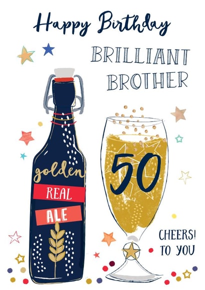 Brother 50th birthday beer card created by Katie Phythian Design