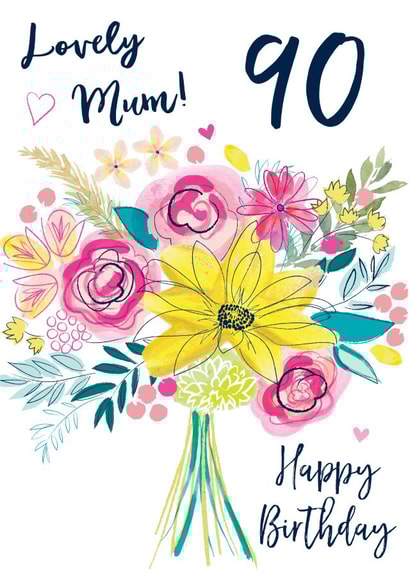 Mum 90th birthday bouquet card created by Katie Phythian Design