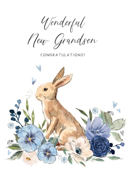 Birth of a new grandson cute rabbit design created by Katie Phythian Design