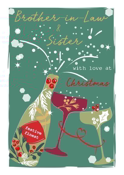 Classic Christmas Card - For Brother-in-Law and Sister - Festive Bubbly created by SABIVO Design by Sabina