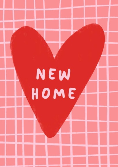 Cute Pink and Red New Home Card - Love heart - Typography - New Beginnings created by Print & Pigment
