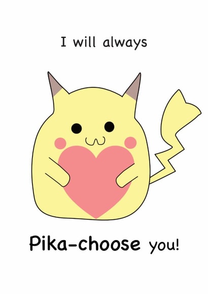 Valentines Day - Love Heart Poke’mon Nerd - Pikachu Chibi Pun Choose you, cute created by Toy Zoodle