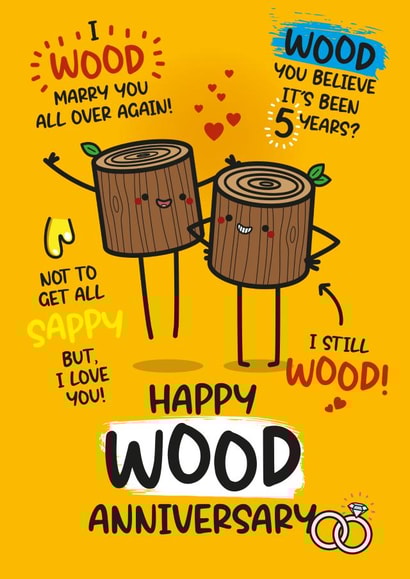 Funny Anniversary Card - 5th Anniversary - Wood Anniversary created by Twisted Haggis