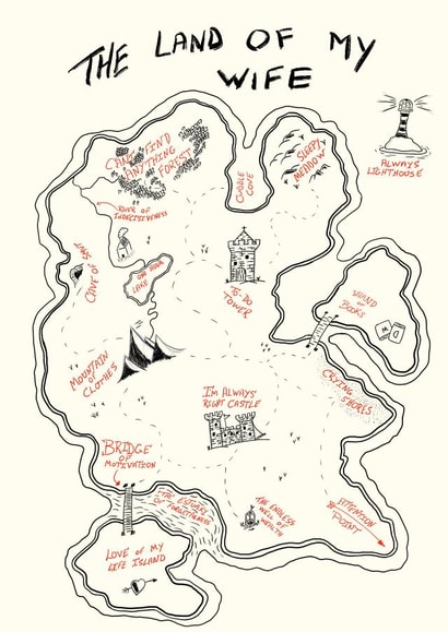 Cute Anniversary Card - For Wife - Land Of Wife - Island Map created by Daniel s Chivers