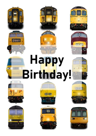 Railway Enthusiast Birthday Card with Various Trains created by James Watts