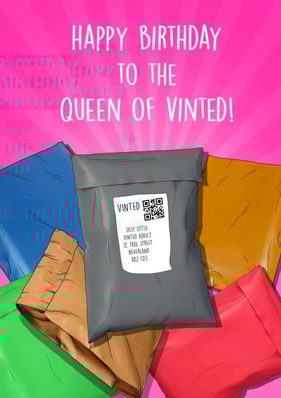 Funny Birthday Card - For Her - Vinted Queen created by Poppy & Mabel 