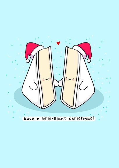 Cute Christmas Card - Cheese Pun - Brie-lliant - For Husband Or Boyfriend created by Rosalie Perl