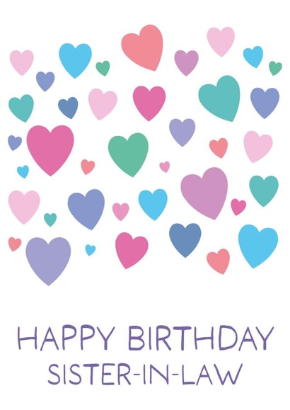 Cute Birthday Card - For Sister-In-Law - Colourful Hearts created by size3art