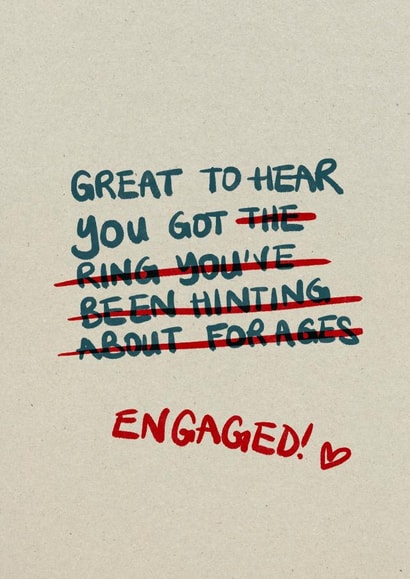 Cheeky Engagement Card - For Her - Engagement Ring Joke created by Dancing for Rain