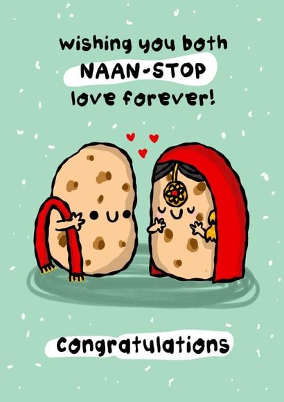 Funny Wedding Card - Naan-Stop Love - Indian Wedding created by The Playful Indian