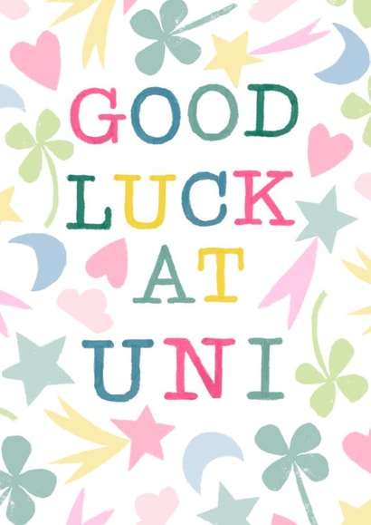 Cute Good Luck Card - Good Luck At Uni - Lucky Charms created by Sticky Tape Kate
