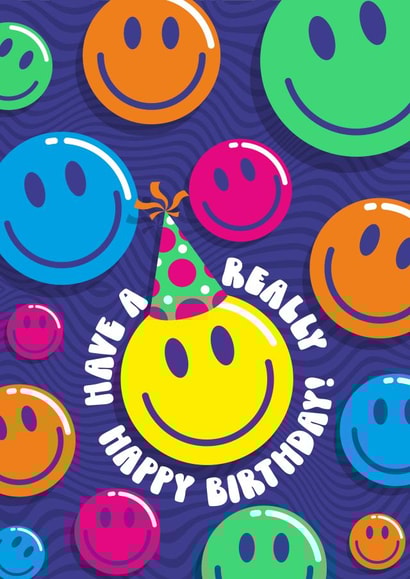 Cute Birthday Card - Happy Smiley Face created by Atwood & Atwood