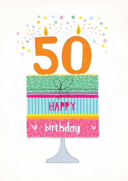 Classic 50th Birthday Card - Cake & Candles created by Pencilface