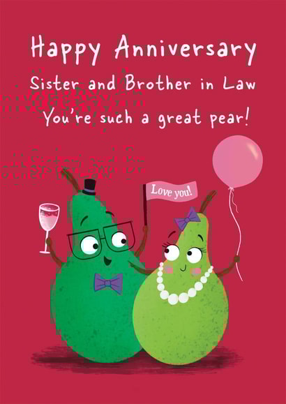 Cute Anniversary Card - For Sister and Brother in Law - Pear Pun created by Hannah Jayne Lewin