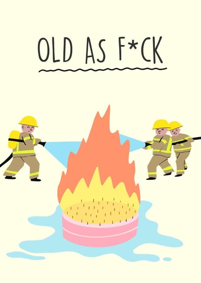 Cheeky Birthday Card - Firefighters Extinguishing Birthday Cake created by Bellollage