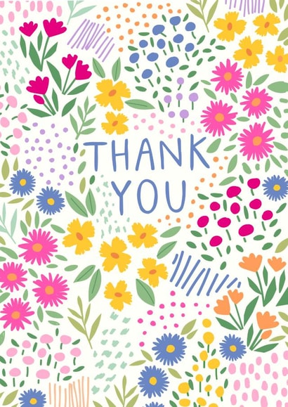 Pretty Thank You Card - Floral - Illustration created by Pablo and Pickle Studio