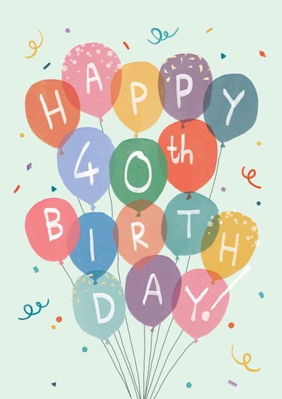 Classic 40th Birthday Card - Bunch of Balloons created by Orchard Design House