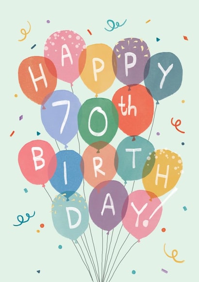 Classic 70th Birthday Card - Bunch of Balloons created by Orchard Design House