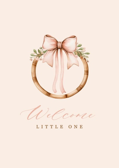 Pretty Pink Bow and Hoop New Born Baby Girl - Welcome Little One created by Modupe Yalley