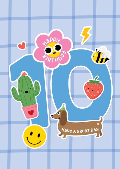 Cute 10th Birthday Card - For Her - Stickers created by Macie Dot Doodles