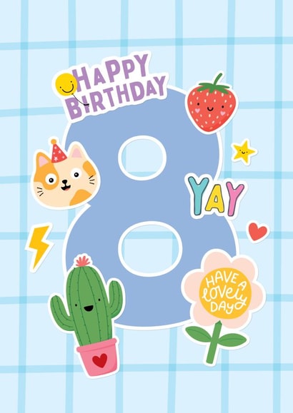 Cute 8th Birthday Card - For Her - Stickers created by Macie Dot Doodles