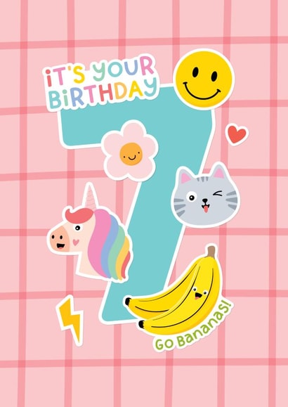 Cute 7th Birthday Card - For Her - Stickers created by Macie Dot Doodles