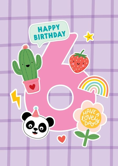 Cute 6th Birthday Card - For Her - Stickers created by Macie Dot Doodles