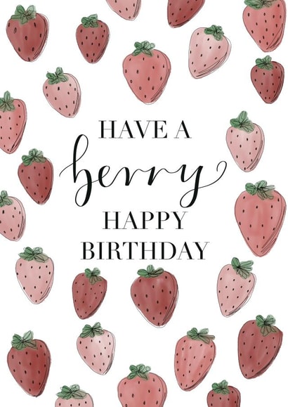 Cute Strawberry Happy Birthday Card created by ArtbyIzzyKarin