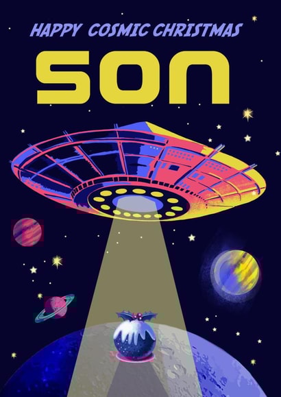 Retro Christmas Card - Happy Cosmic Christmas Son created by Rocket68