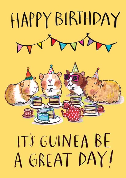 Cute Birthday Card - Guinea Pig Tea Party created by Jelly Armchair