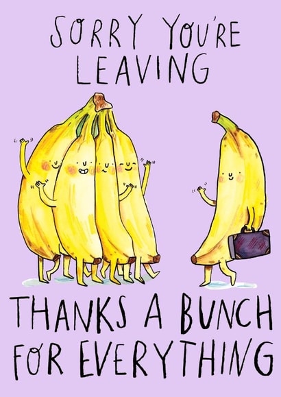 Cute Leaving Card - Banana - Thanks a Bunch created by Jelly Armchair