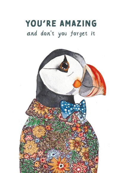 Cute Friendship Card - Puffin - Arty - You're Amazing created by Rosie Made A Thing
