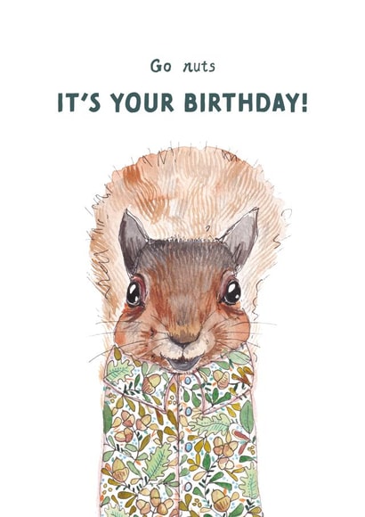 Cute Birthday Card - Squirrel - Go Nuts created by Rosie Made A Thing
