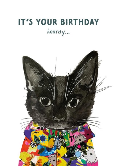 Cute Birthday Card - Black Cat - It's Your Birthday Hooray... created by Rosie Made A Thing