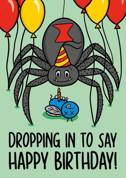 Funny Birthday Card - Spider - Balloons created by TeePee Creations
