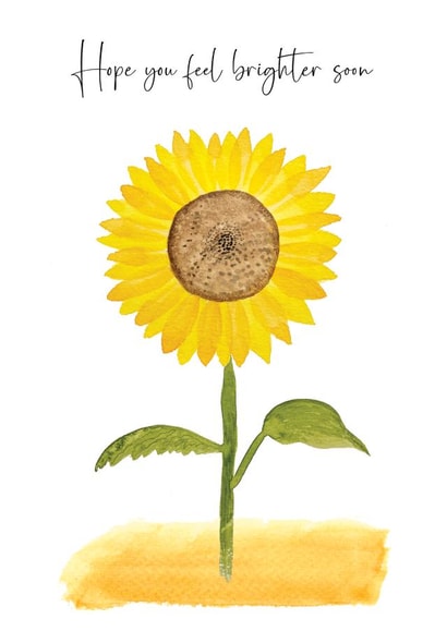 Arty Get Well Card - Sunflower - Hope You Feel Brighter Soon created by Heather Trefusis Art