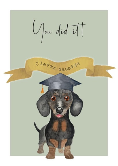 Cute Congratulations Card - Dog - Watercolour created by Heather Trefusis Art