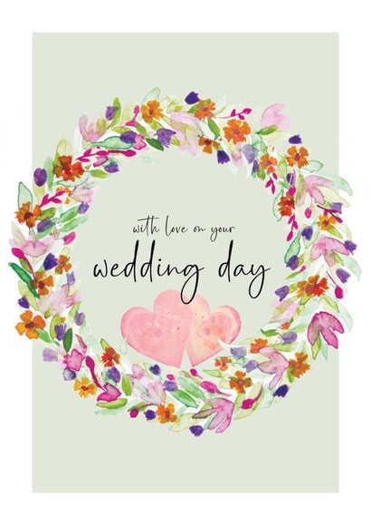 Pretty Wedding Card - Floral Wreath created by Heather Trefusis Art