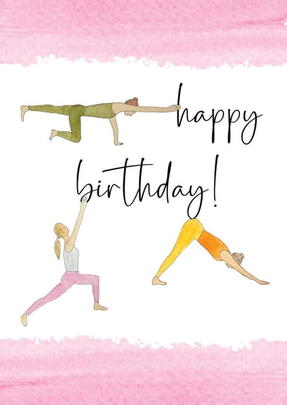 Fun yoga and pilates birthday card created by Heather Trefusis Art