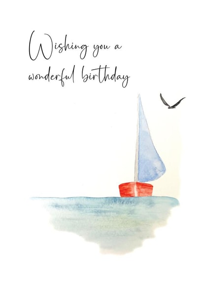 Traditional Birthday Card - Sailing - Have a Wonderful Day created by Heather Trefusis Art
