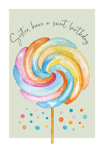 Cute Birthday Card - Sister - Lollipop created by Heather Trefusis Art