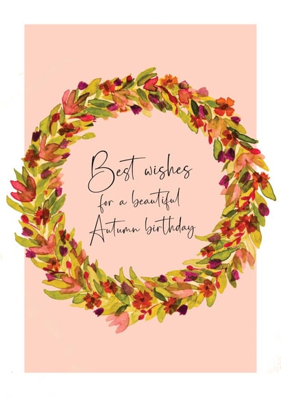 Beautiful Autumn birthday card created by Heather Trefusis Art
