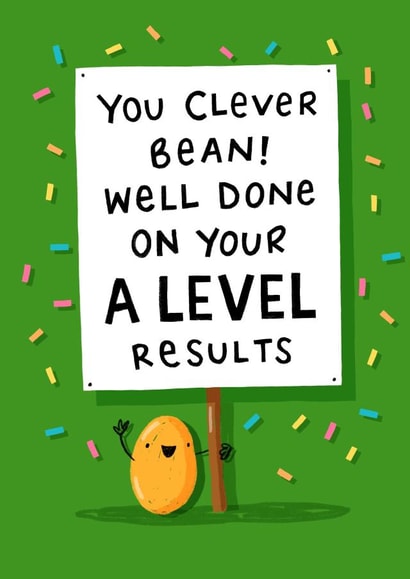 Cute Congratulations Card - A-Level - You Clever Bean! created by Nicola Watson
