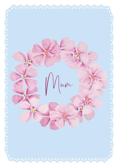 Pretty flower wreath - Mum card created by Heather Trefusis Art