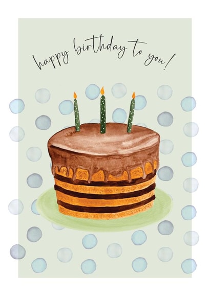 Stylish chocolate cake birthday card - Happy birthday to you! created by Heather Trefusis Art